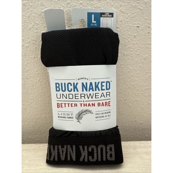 DULUTH WOMEN'S SZ LARGE BUCK NAKED LONG BOXER BRIEF PANTIES IN BLACK  NEW - Picture 1 of 3
